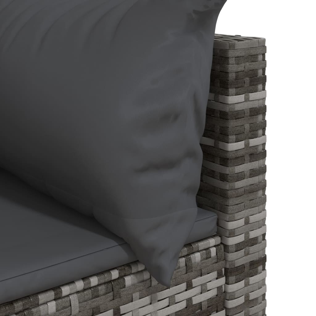 vidaXL Patio Corner Sofas with Cushions 2 pcs Gray Poly Rattan-5