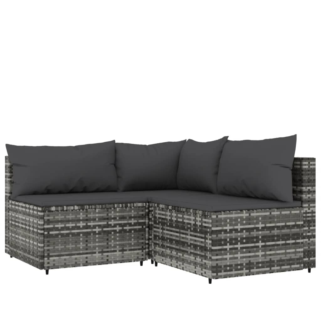 vidaXL 4 Piece Patio Lounge Set with Cushions Gray Poly Rattan-1