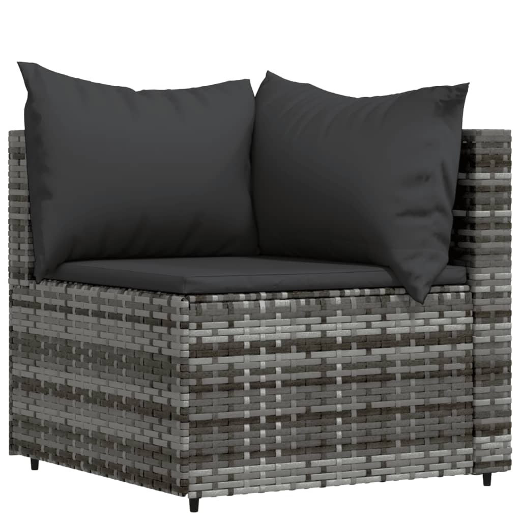 vidaXL 4 Piece Patio Lounge Set with Cushions Gray Poly Rattan-2