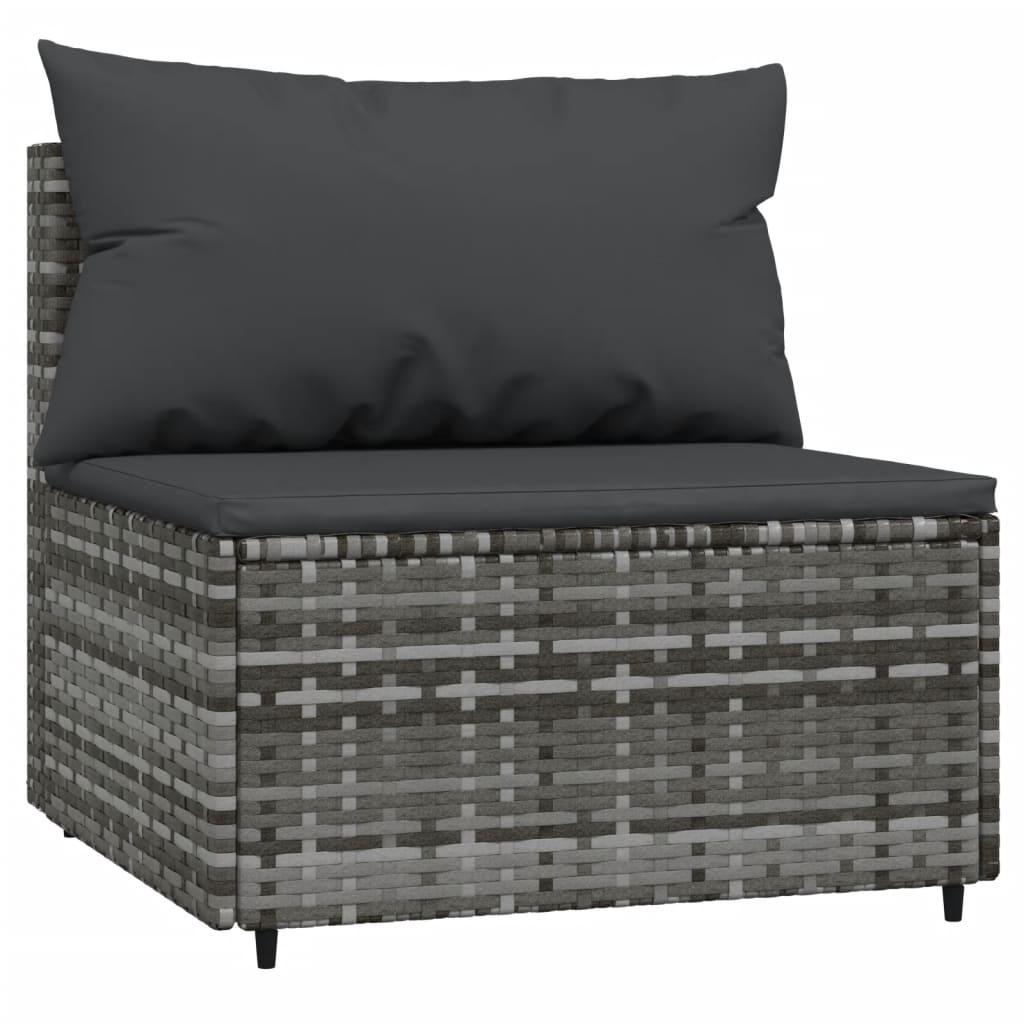 vidaXL 4 Piece Patio Lounge Set with Cushions Gray Poly Rattan-4