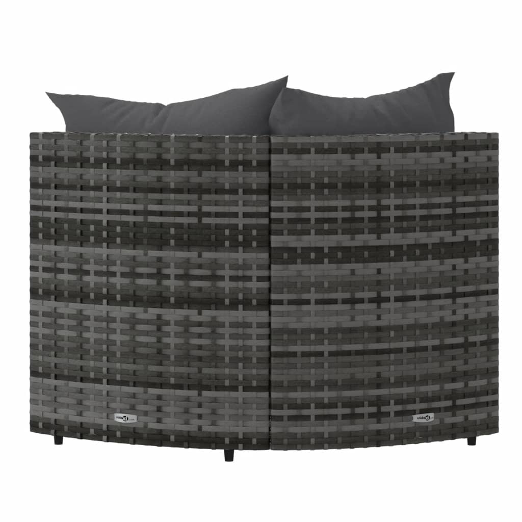 vidaXL Patio Corner Sofas with Cushions 2 pcs Gray Poly Rattan-1