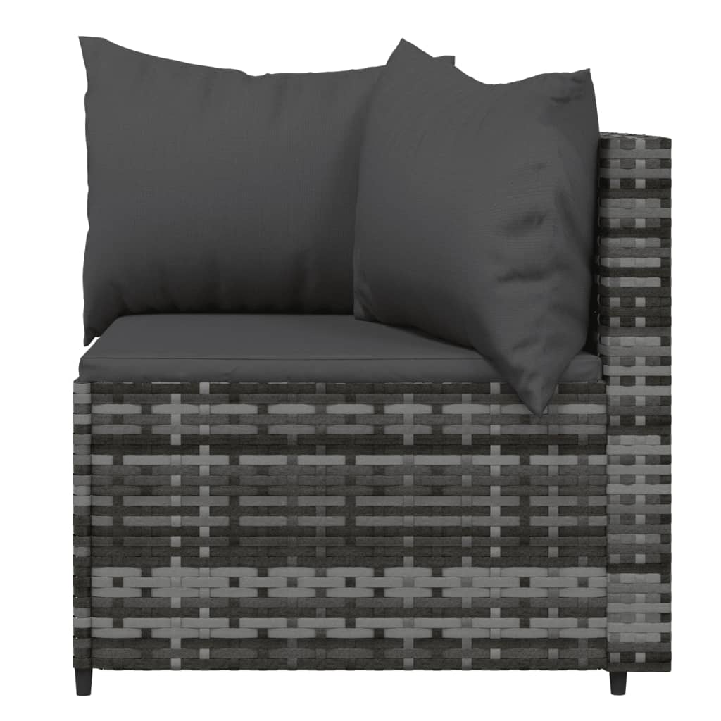 vidaXL Patio Corner Sofas with Cushions 2 pcs Gray Poly Rattan-3