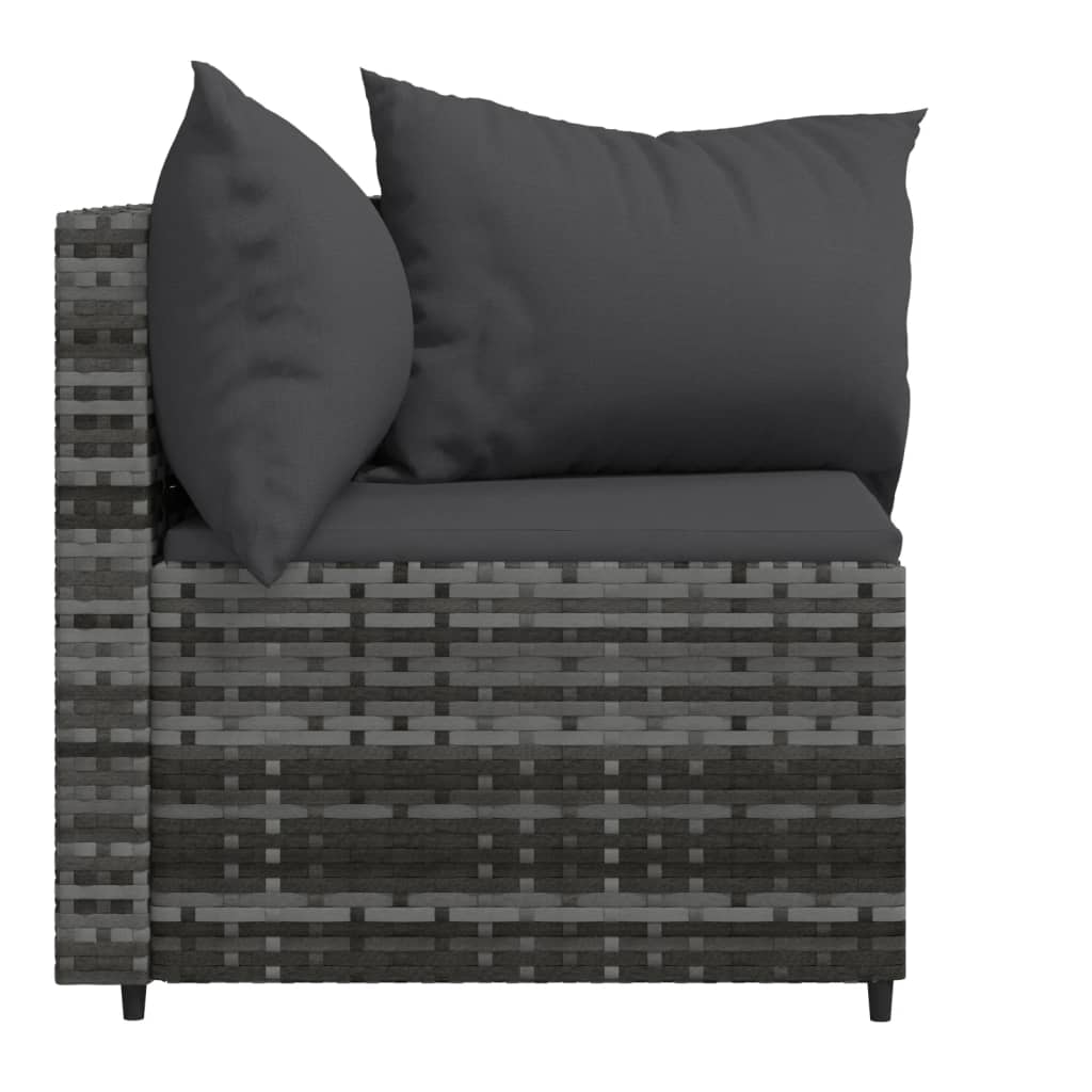 vidaXL Patio Corner Sofas with Cushions 2 pcs Gray Poly Rattan-4