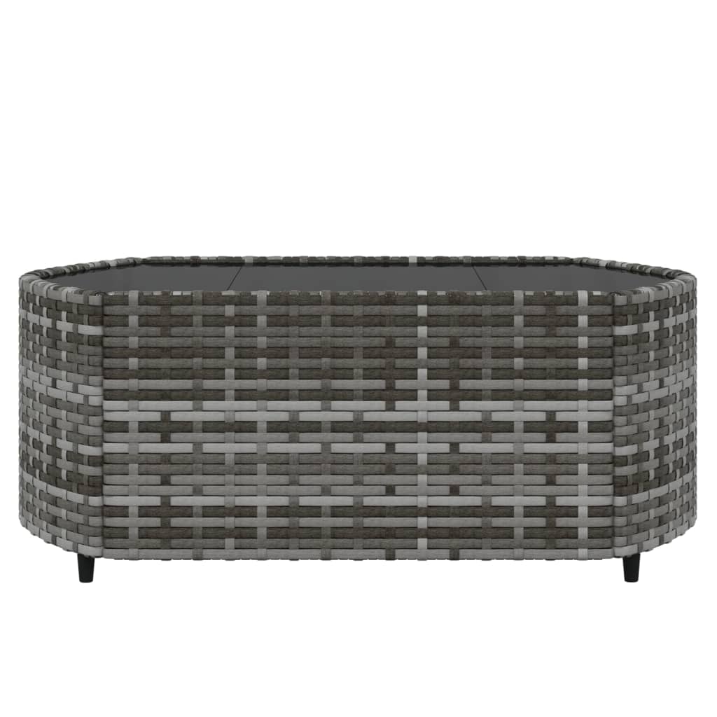 vidaXL 3 Piece Patio Lounge Set with Cushions Gray Poly Rattan-6