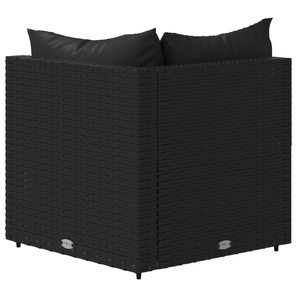 vidaXL Patio Corner Sofa with Cushions Black Poly Rattan-3