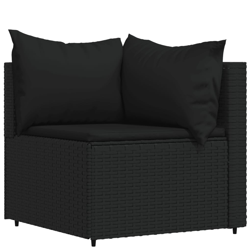 vidaXL 4 Piece Patio Lounge Set with Cushions Black Poly Rattan-2