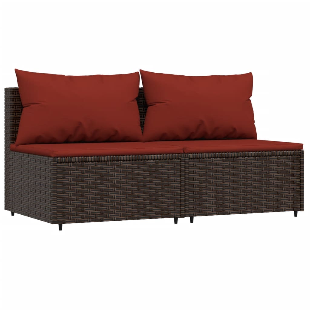 vidaXL 3 Piece Patio Lounge Set with Cushions Brown Poly Rattan-1