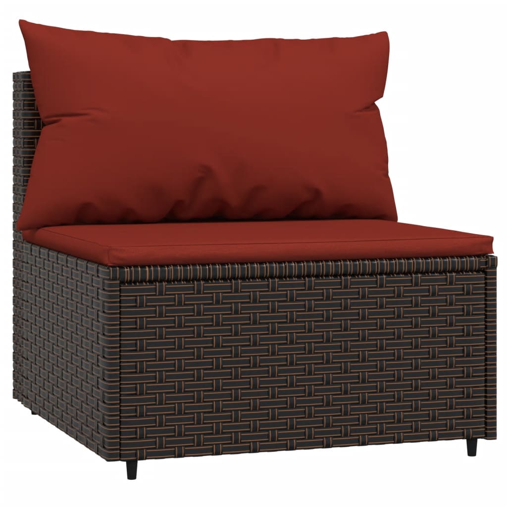 vidaXL 3 Piece Patio Lounge Set with Cushions Brown Poly Rattan-2