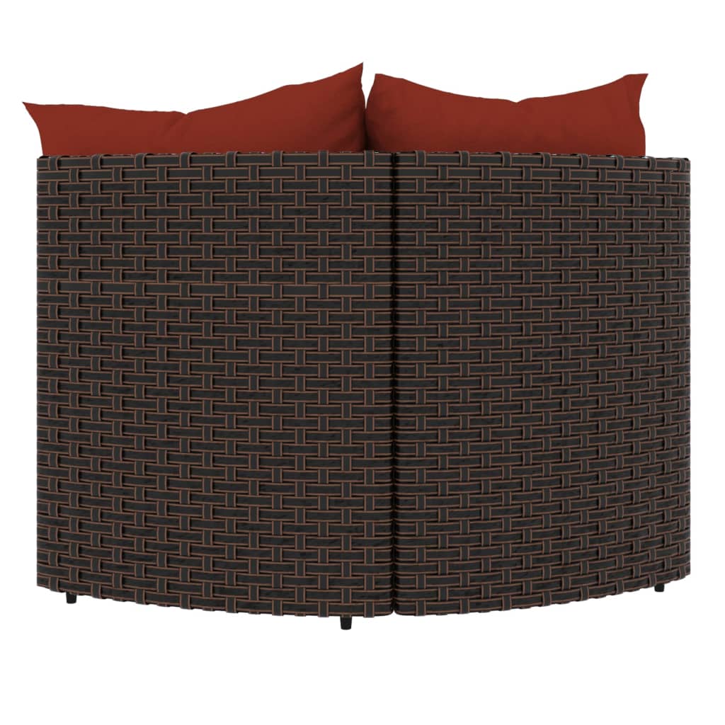 vidaXL Patio Corner Sofas with Cushions 2 pcs Brown Poly Rattan-1