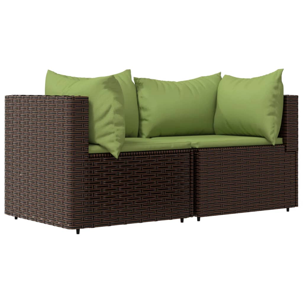 vidaXL 3 Piece Patio Lounge Set with Cushions Brown Poly Rattan-1