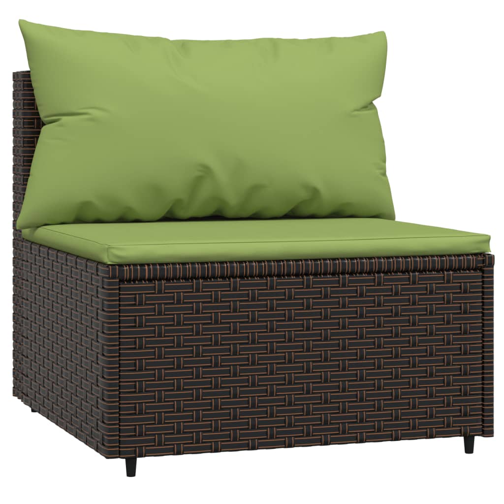 vidaXL 3 Piece Patio Lounge Set with Cushions Brown Poly Rattan-4