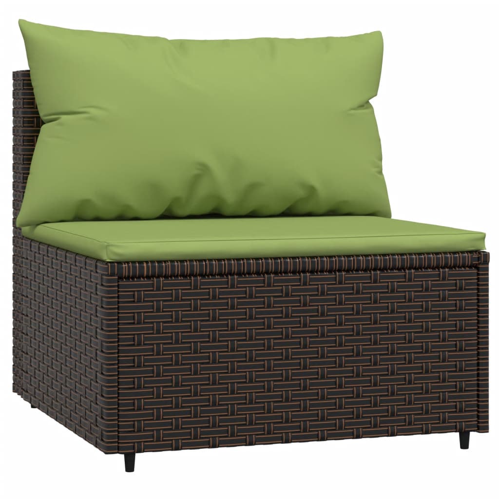 vidaXL 3 Piece Patio Lounge Set with Cushions Brown Poly Rattan-2