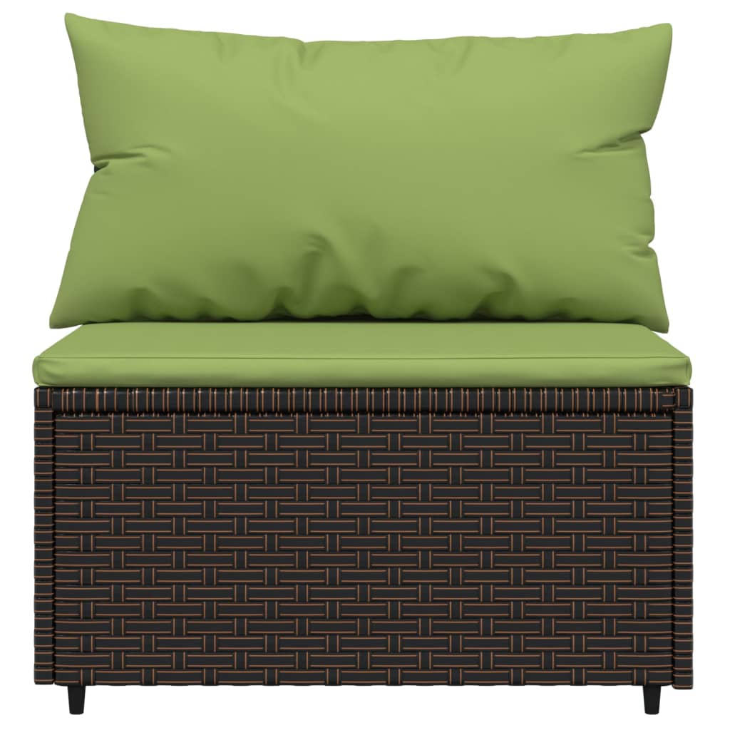 vidaXL 3 Piece Patio Lounge Set with Cushions Brown Poly Rattan-3