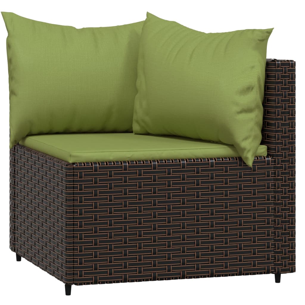 vidaXL Patio Corner Sofas with Cushions 2 pcs Brown Poly Rattan-2