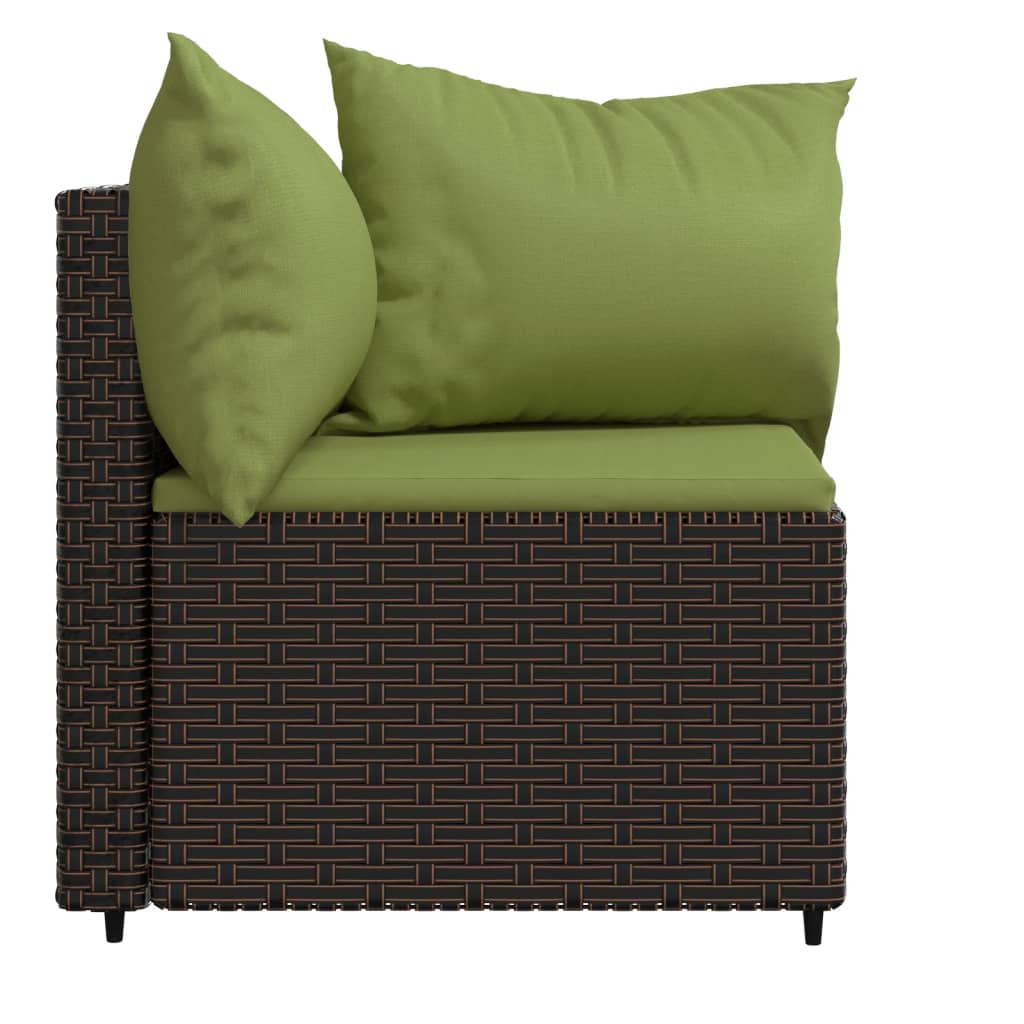 vidaXL Patio Corner Sofas with Cushions 2 pcs Brown Poly Rattan-4