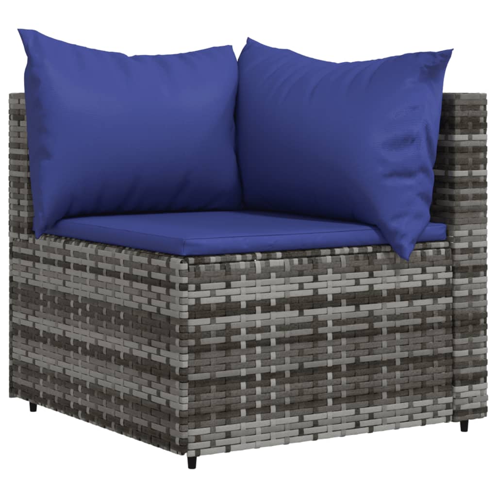 vidaXL Patio Corner Sofas with Cushions 2 pcs Gray Poly Rattan-1