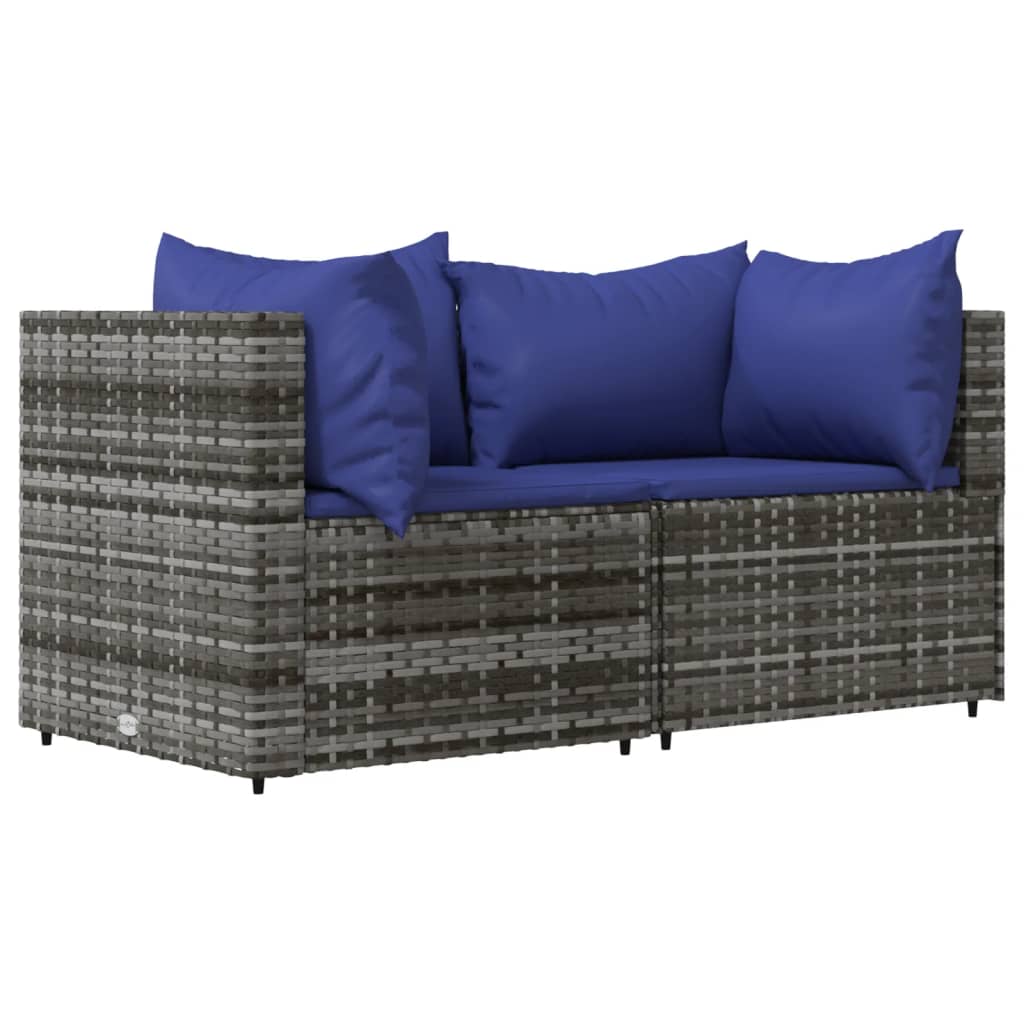 vidaXL 3 Piece Patio Lounge Set with Cushions Gray Poly Rattan-1