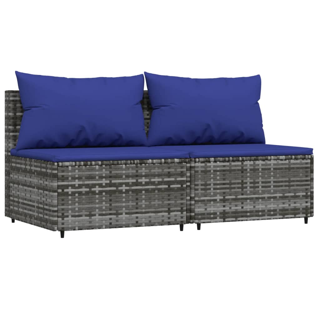vidaXL 3 Piece Patio Lounge Set with Cushions Gray Poly Rattan-1