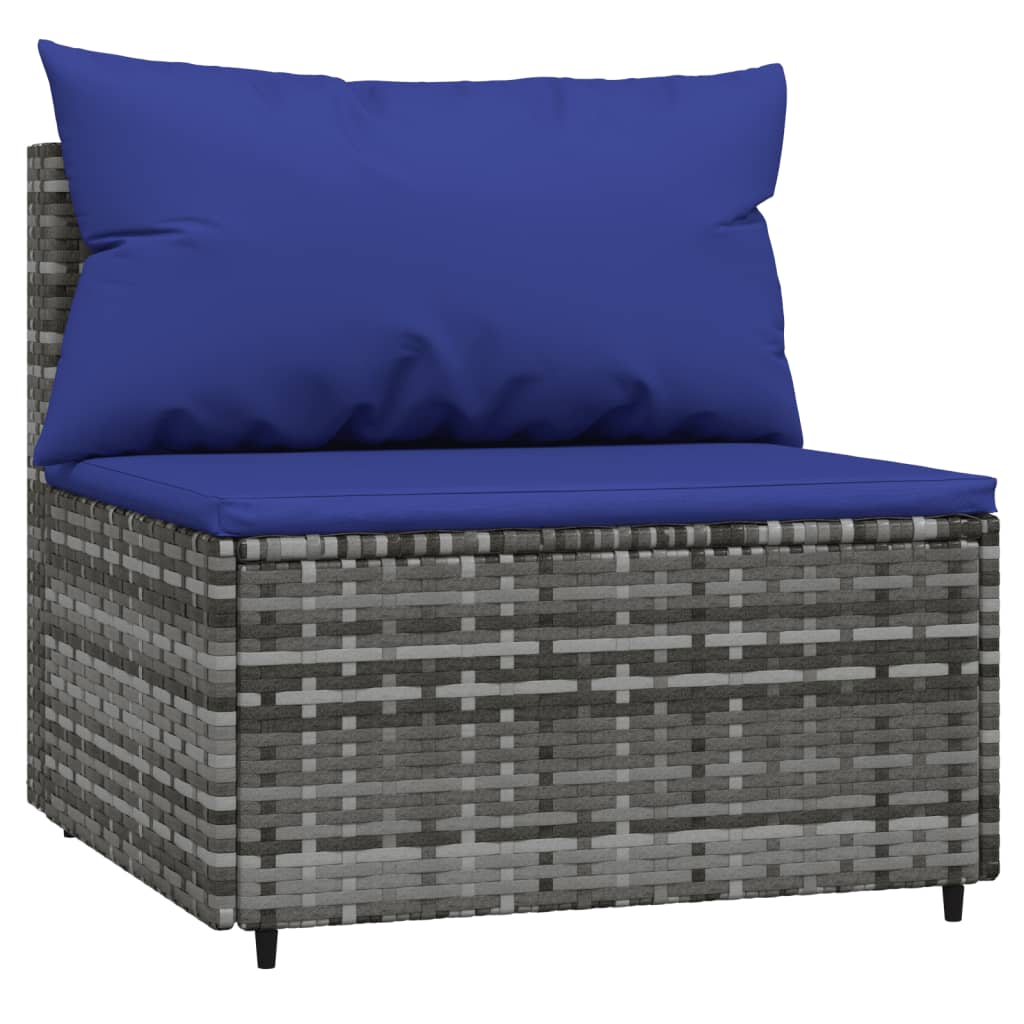 vidaXL 3 Piece Patio Lounge Set with Cushions Gray Poly Rattan-2