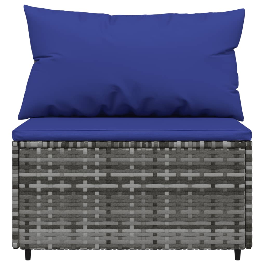 vidaXL 3 Piece Patio Lounge Set with Cushions Gray Poly Rattan-3