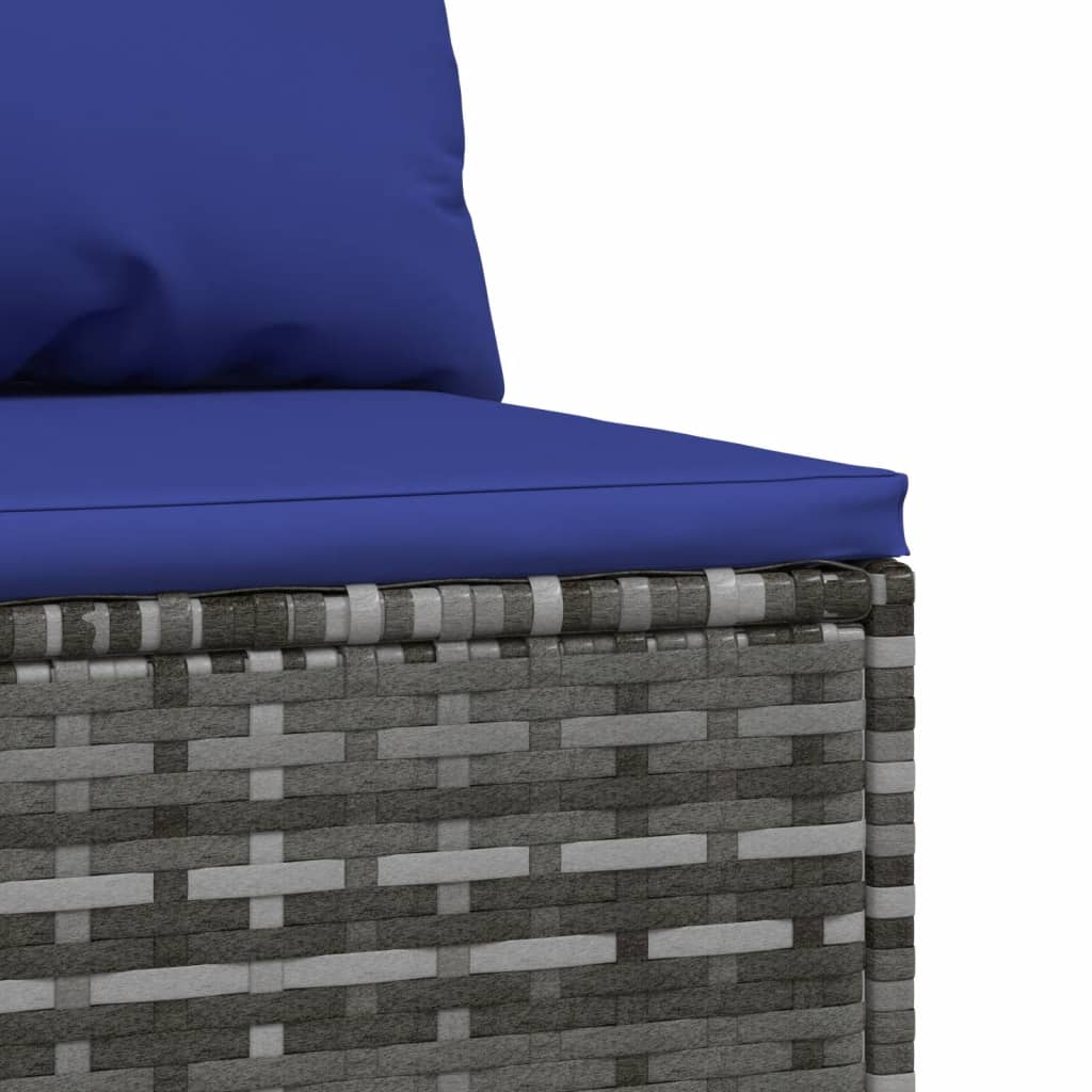 vidaXL 3 Piece Patio Lounge Set with Cushions Gray Poly Rattan-4