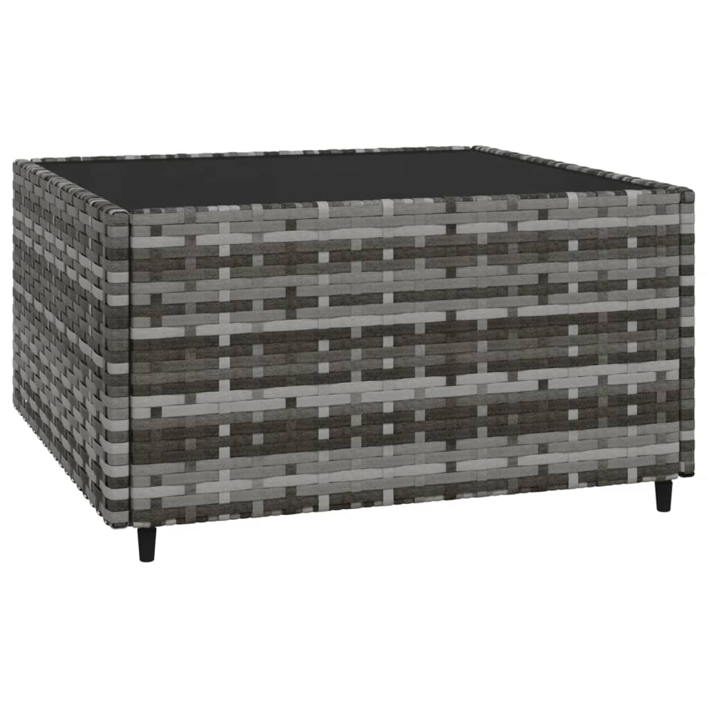 vidaXL 3 Piece Patio Lounge Set with Cushions Gray Poly Rattan-5