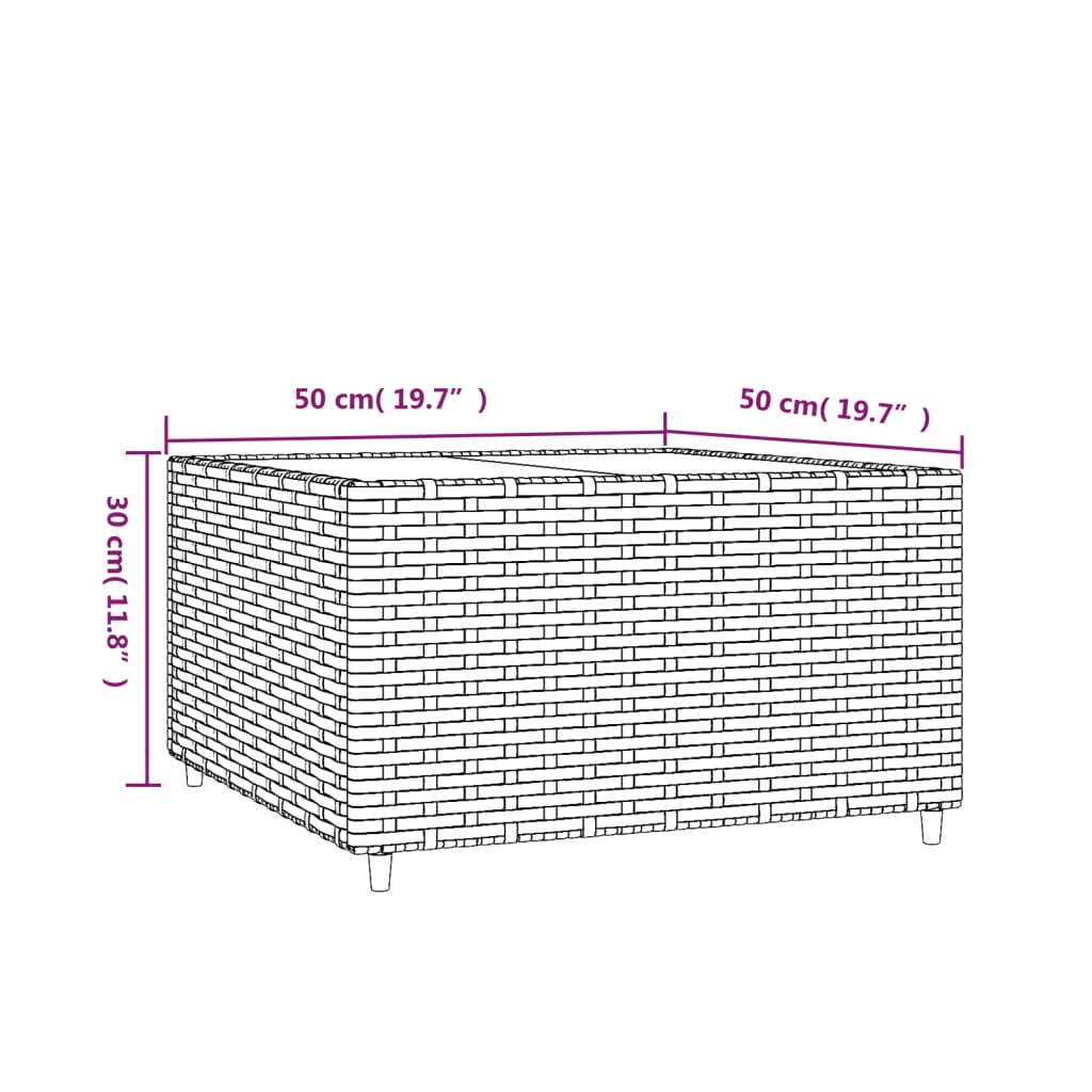 vidaXL Outdoor Coffee Table Square Patio Coffee Table for Lawn Poly Rattan-18