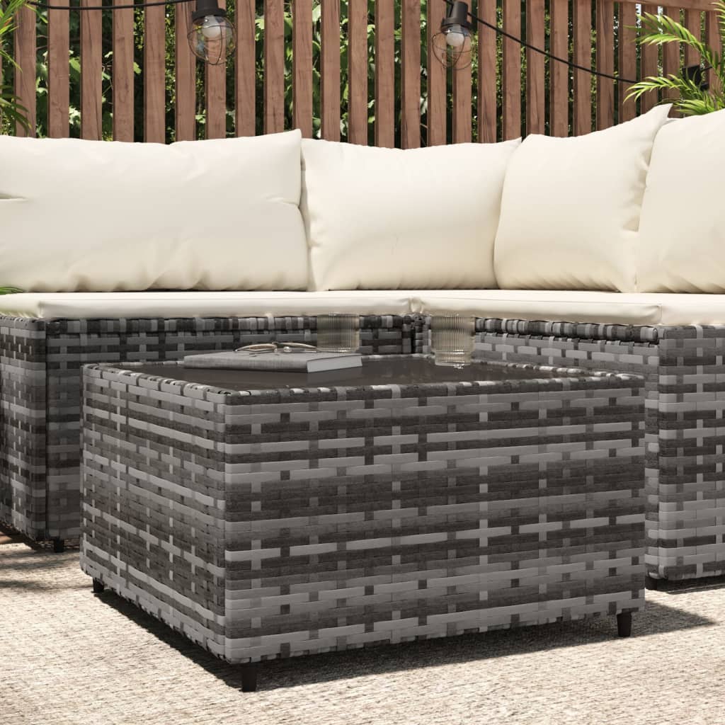 vidaXL Outdoor Coffee Table Square Patio Coffee Table for Lawn Poly Rattan-10