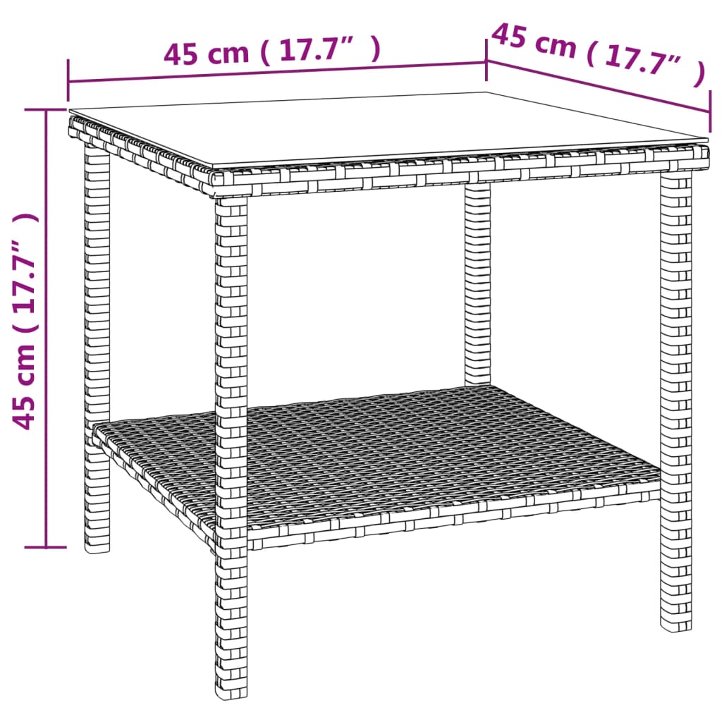 vidaXL Side Table Storage Coffee Console Table Poly Rattan and Tempered Glass-6