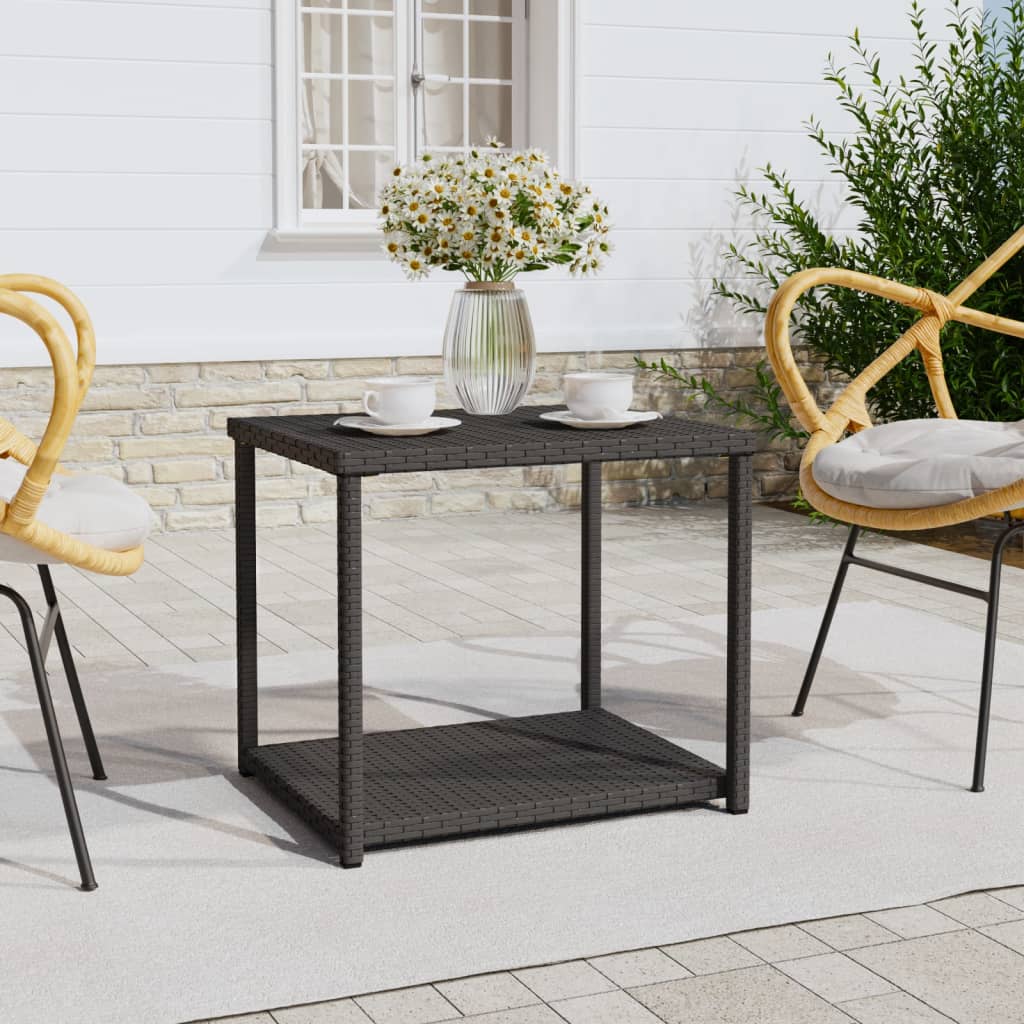 vidaXL Side Table Storage 2-layer Coffee End Table Patio Furniture Poly Rattan-5