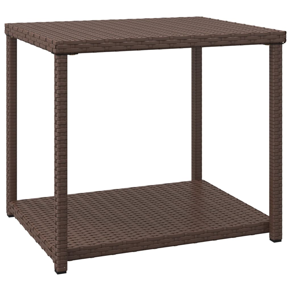 vidaXL Side Table Storage 2-layer Coffee End Table Patio Furniture Poly Rattan-12