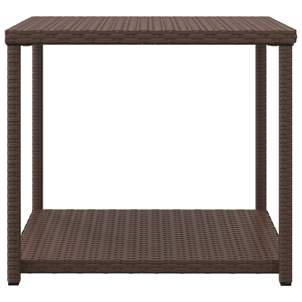 vidaXL Side Table Storage 2-layer Coffee End Table Patio Furniture Poly Rattan-0