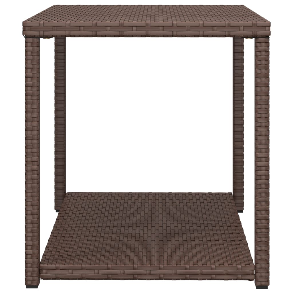 vidaXL Side Table Storage 2-layer Coffee End Table Patio Furniture Poly Rattan-2
