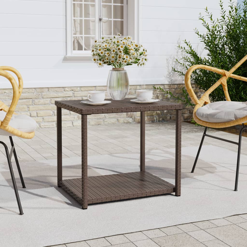 vidaXL Side Table Storage 2-layer Coffee End Table Patio Furniture Poly Rattan-13