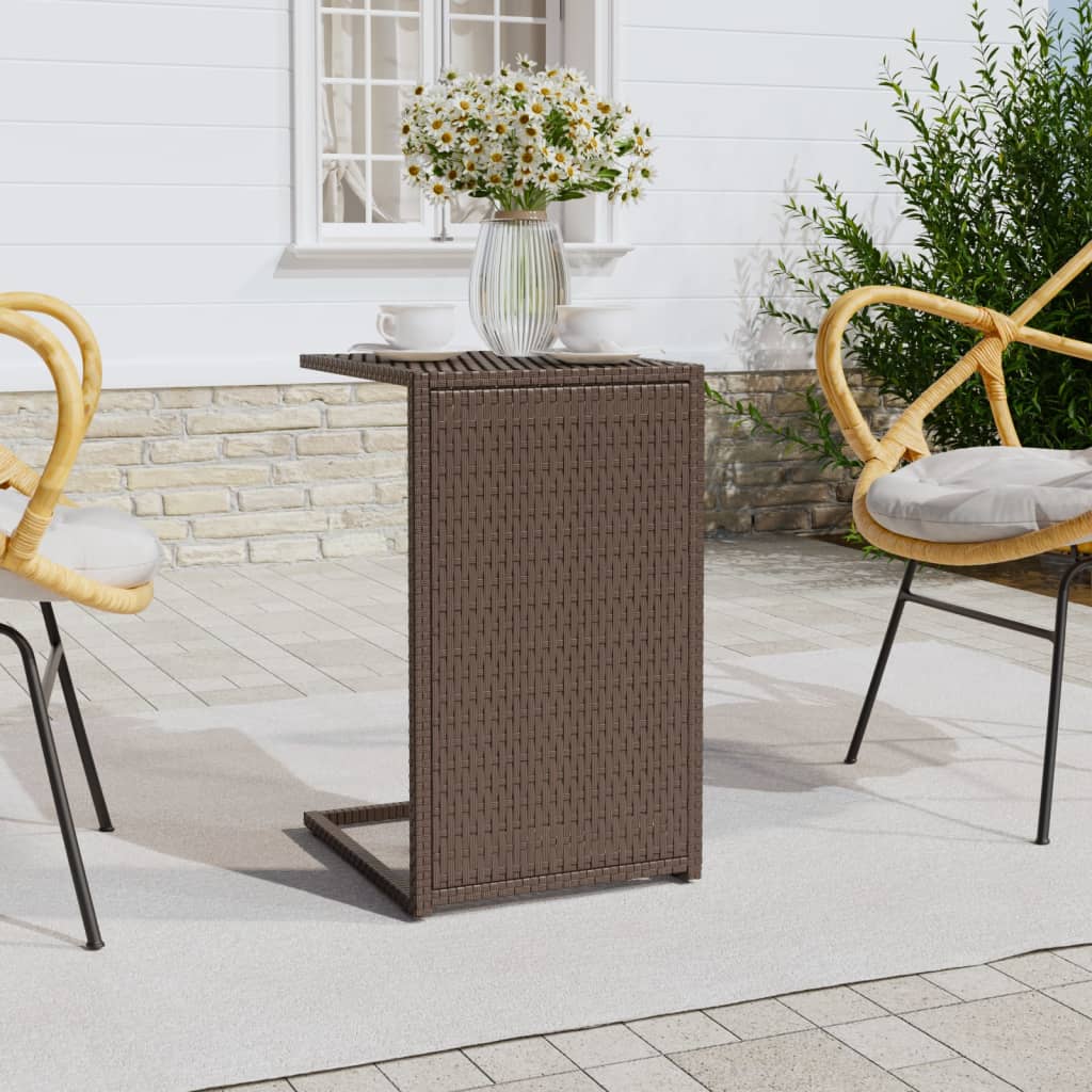 vidaXL C Table Outdoor Patio Accent C Shaped Couch Side End Table Poly Rattan-15
