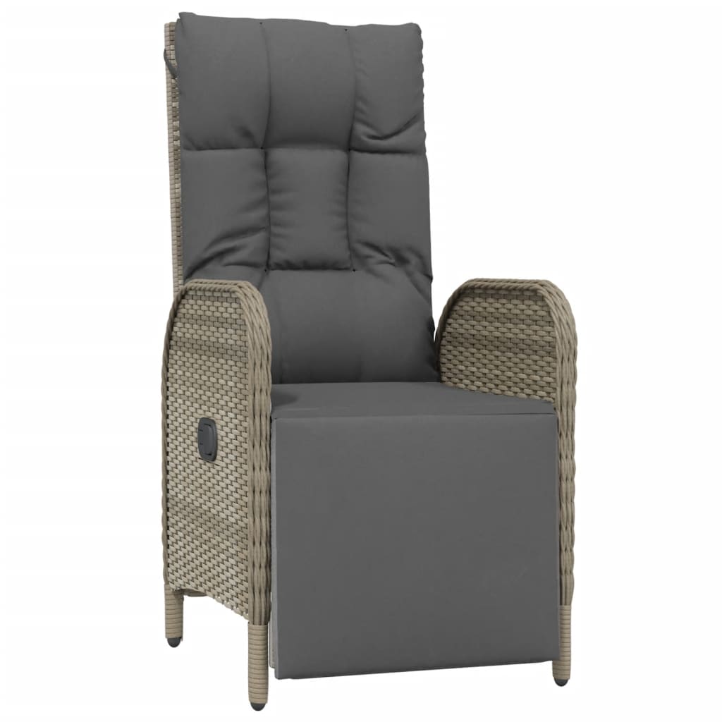 vidaXL Reclining Chair 2 Pcs Outdoor Wicker Armchair with Cushions Poly Rattan-5