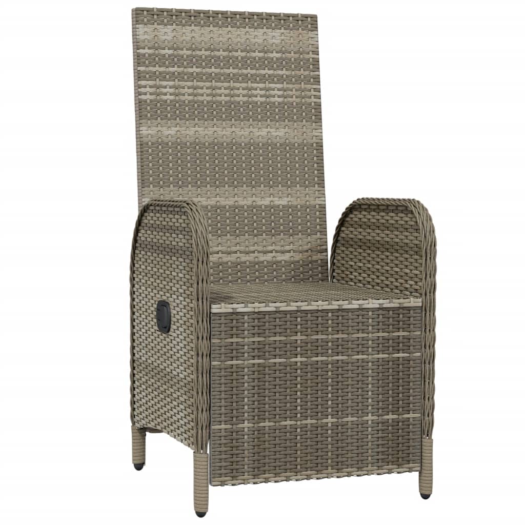 vidaXL Reclining Chair 2 Pcs Outdoor Wicker Armchair with Cushions Poly Rattan-7