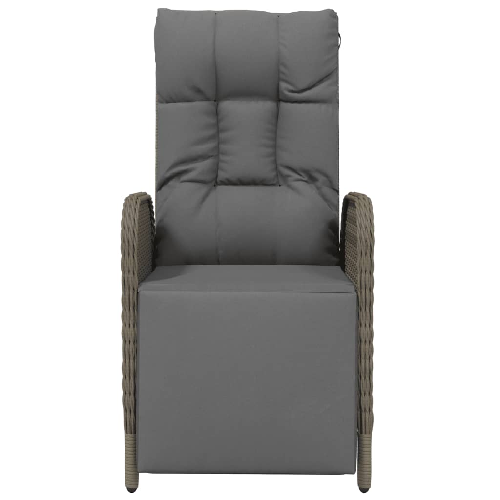 vidaXL Reclining Chair 2 Pcs Outdoor Wicker Armchair with Cushions Poly Rattan-9