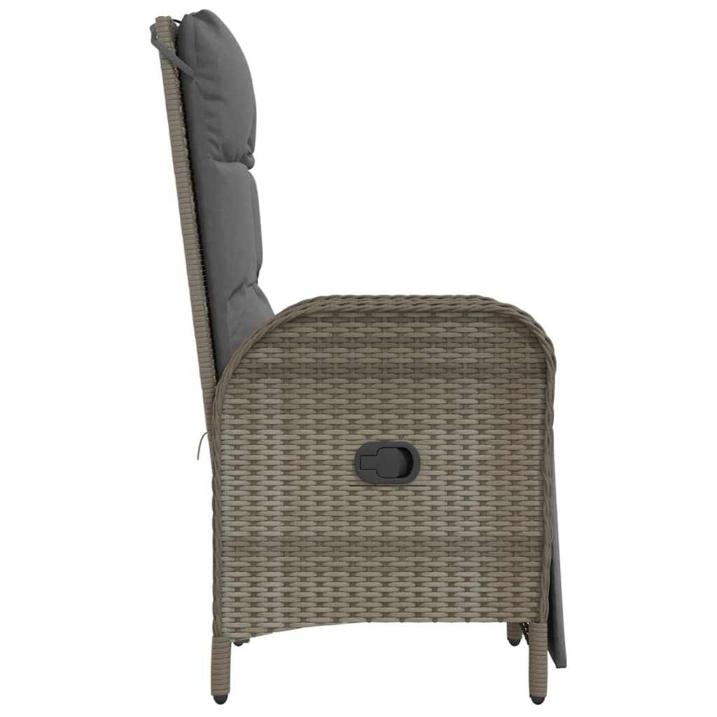 vidaXL Reclining Chair 2 Pcs Outdoor Wicker Armchair with Cushions Poly Rattan-11