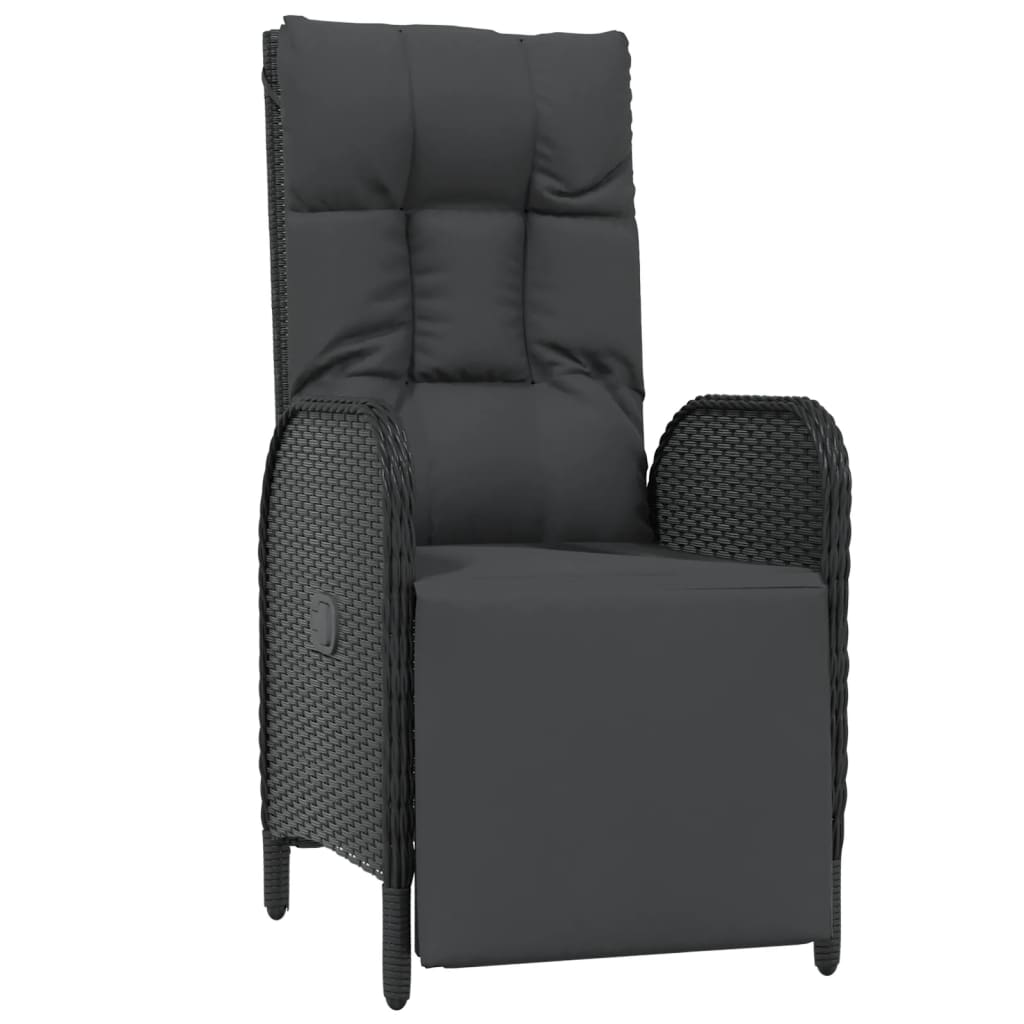 vidaXL Reclining Chair 2 Pcs Outdoor Wicker Armchair with Cushions Poly Rattan-10