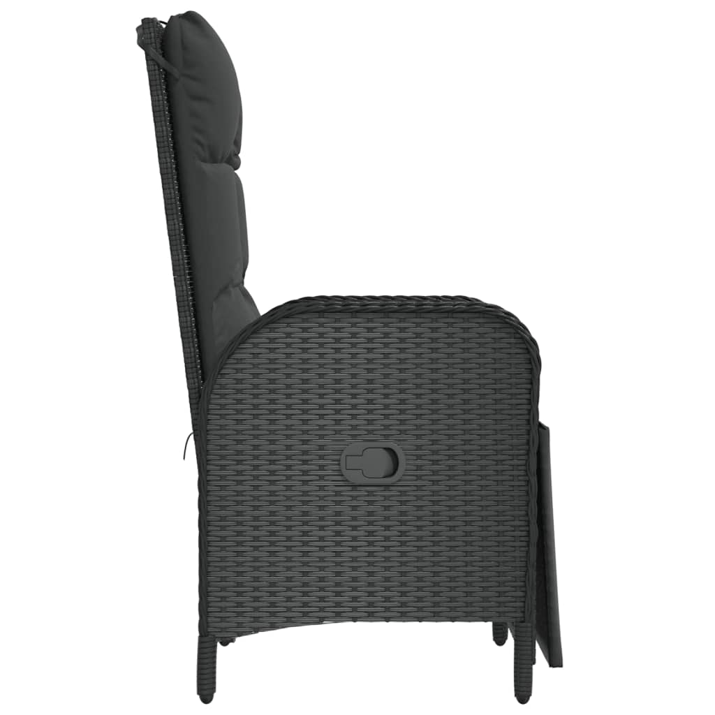 vidaXL Reclining Chair 2 Pcs Outdoor Wicker Armchair with Cushions Poly Rattan-16