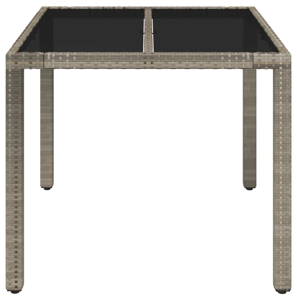 vidaXL Patio Table with Glass Top Gray 35.4"x35.4"x29.5" Poly Rattan-1