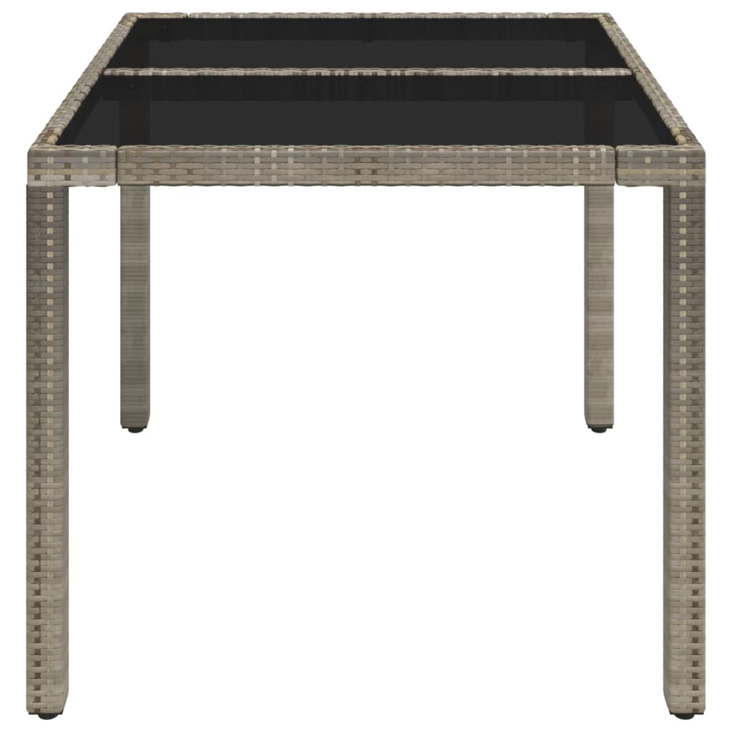 vidaXL Patio Table with Glass Top Gray 35.4"x35.4"x29.5" Poly Rattan-2