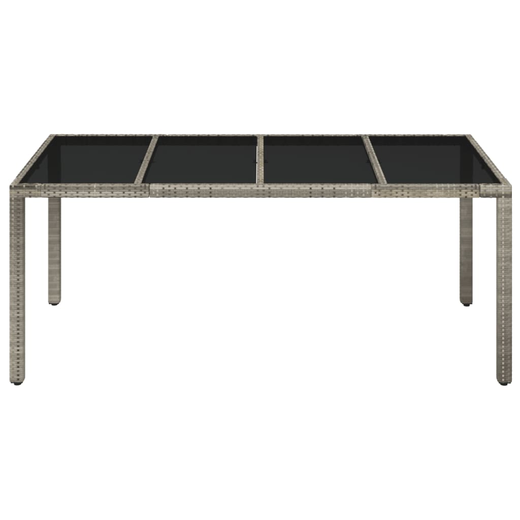 vidaXL Patio Table with Glass Top Gray 74.8"x35.4"x29.5" Poly Rattan-1