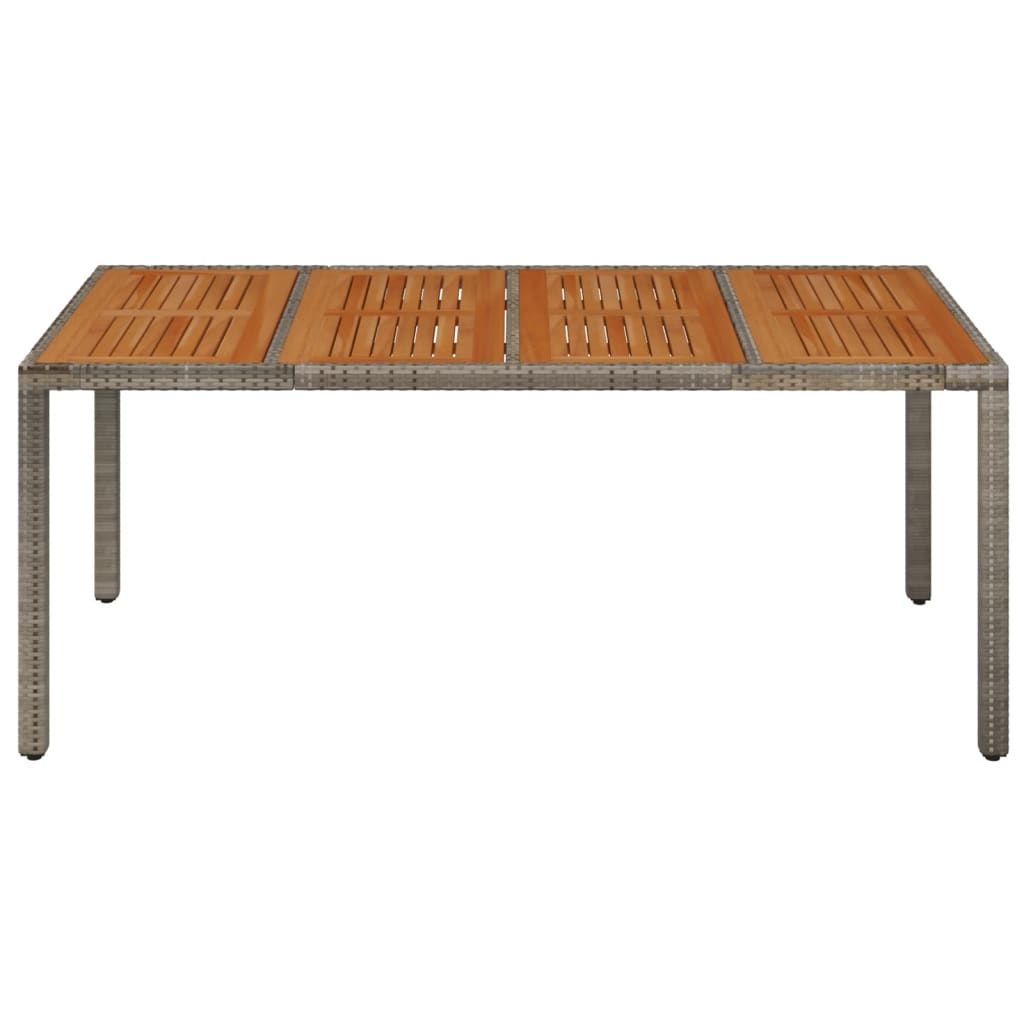 vidaXL Patio Table with Wooden Top Gray 74.8"x35.4"x29.5" Poly Rattan-1