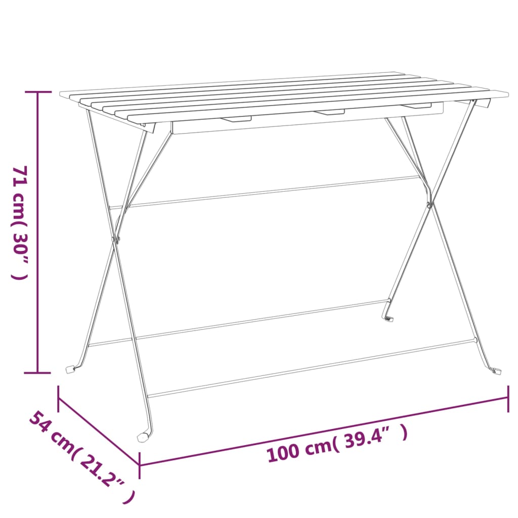 vidaXL Folding Table Bistro Table for Balcony Solid Wood Acacia and Steel-8