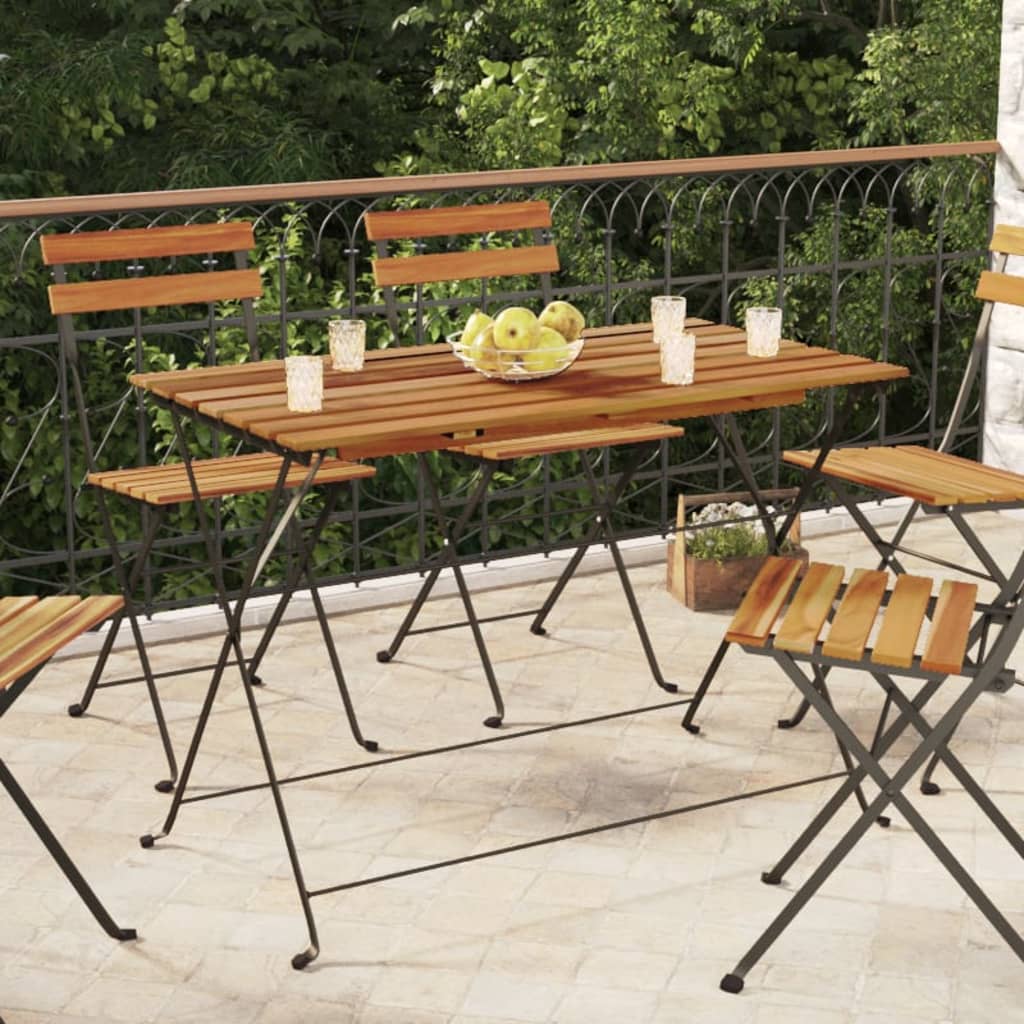 vidaXL Folding Table Bistro Table for Balcony Solid Wood Acacia and Steel-6