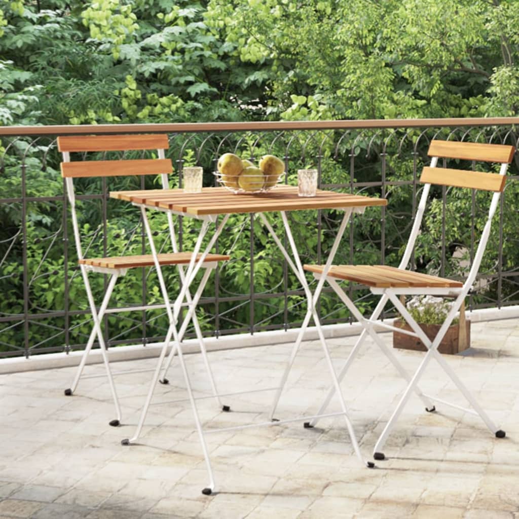 vidaXL Folding Bistro Table Outdoor Bar Table Solid Wood Acacia and Steel-0