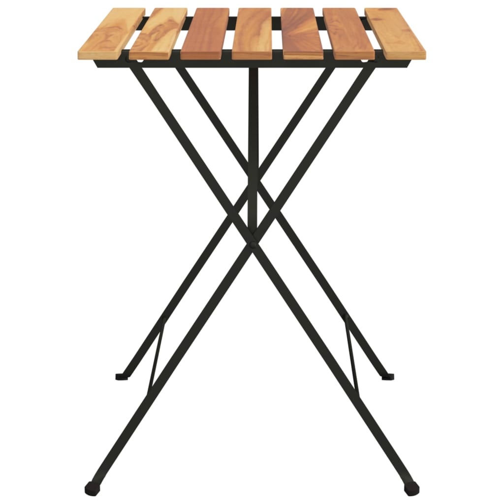 vidaXL Folding Bistro Table 21.7"x21.3"x28" Solid Wood Teak and Steel-2