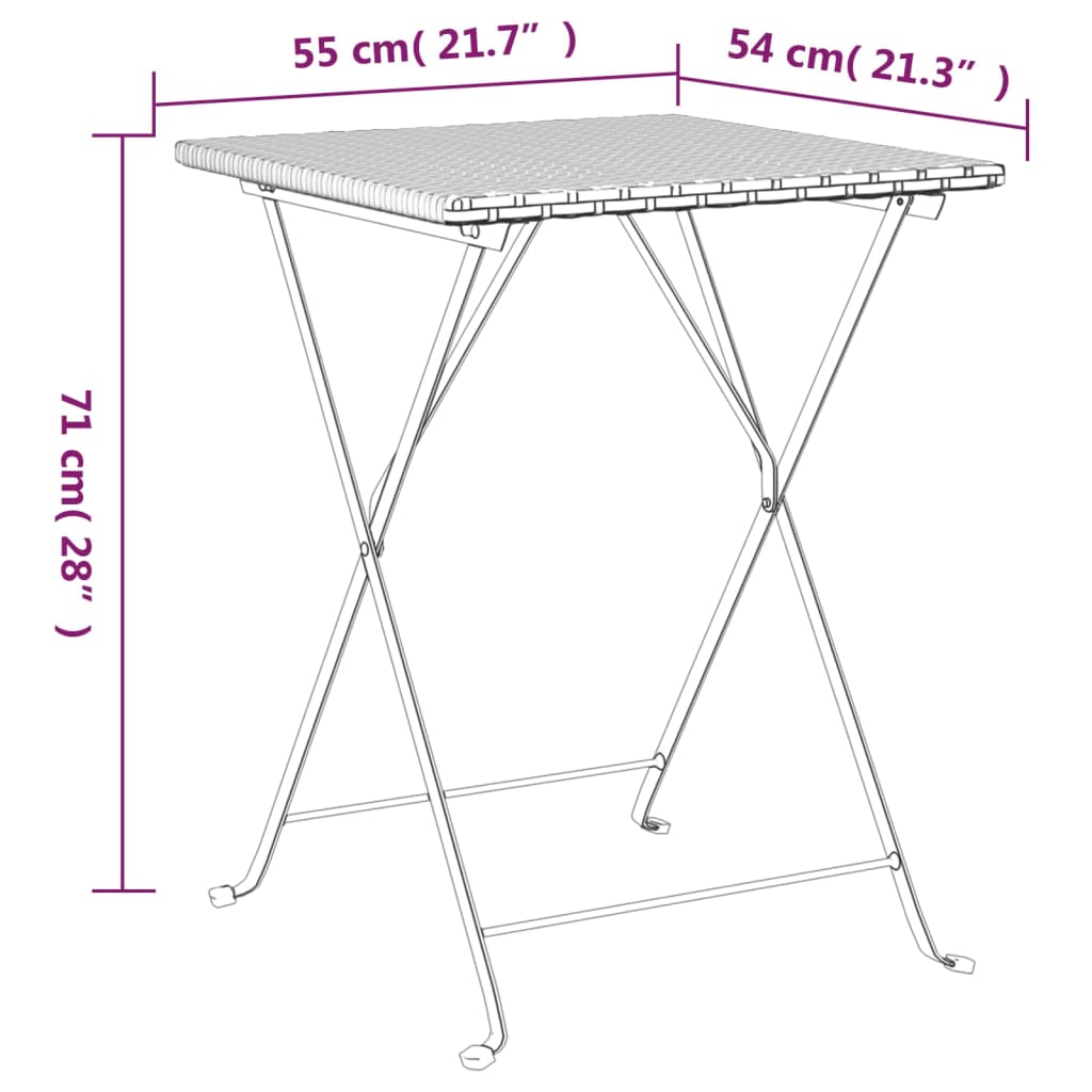 vidaXL Dining Table Folding Bistro Table Outdoor Garden Furniture Poly Rattan-2